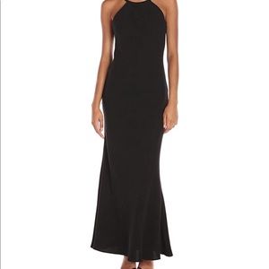 CALVIN KLEIN Black Halter Neck Gown